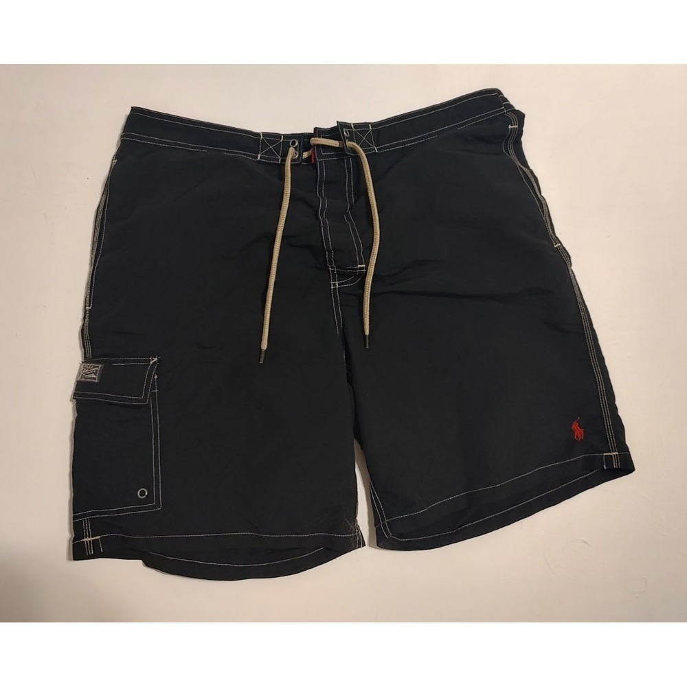 Polo Ralph Lauren Mens XL Blue Lined Swim Trunks Bathing Suit Red Logo